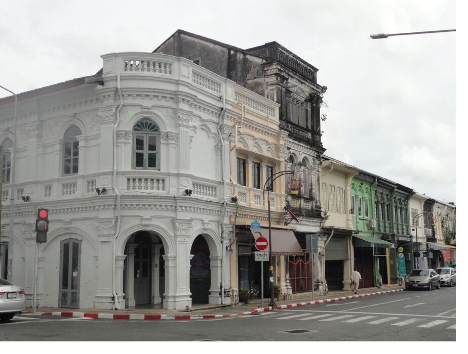 Sino-Portuguese shophouses on a street in Phuket Old Town