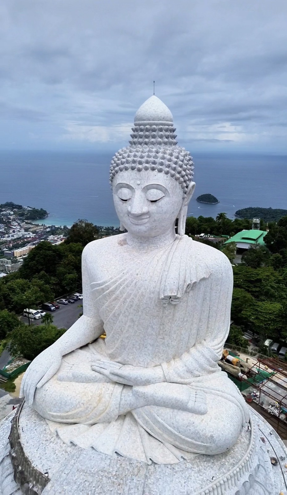 Big Buddha statue overlooking Phuket's coastline