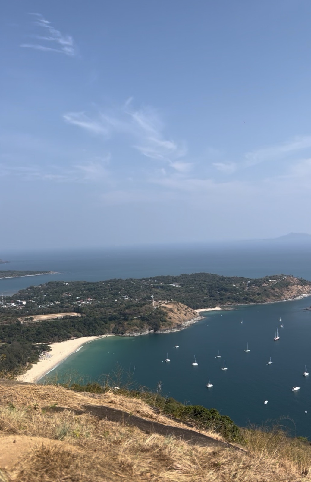Panoramic view over Nai Harn bay from Black Rock Viewpoint, Phuket