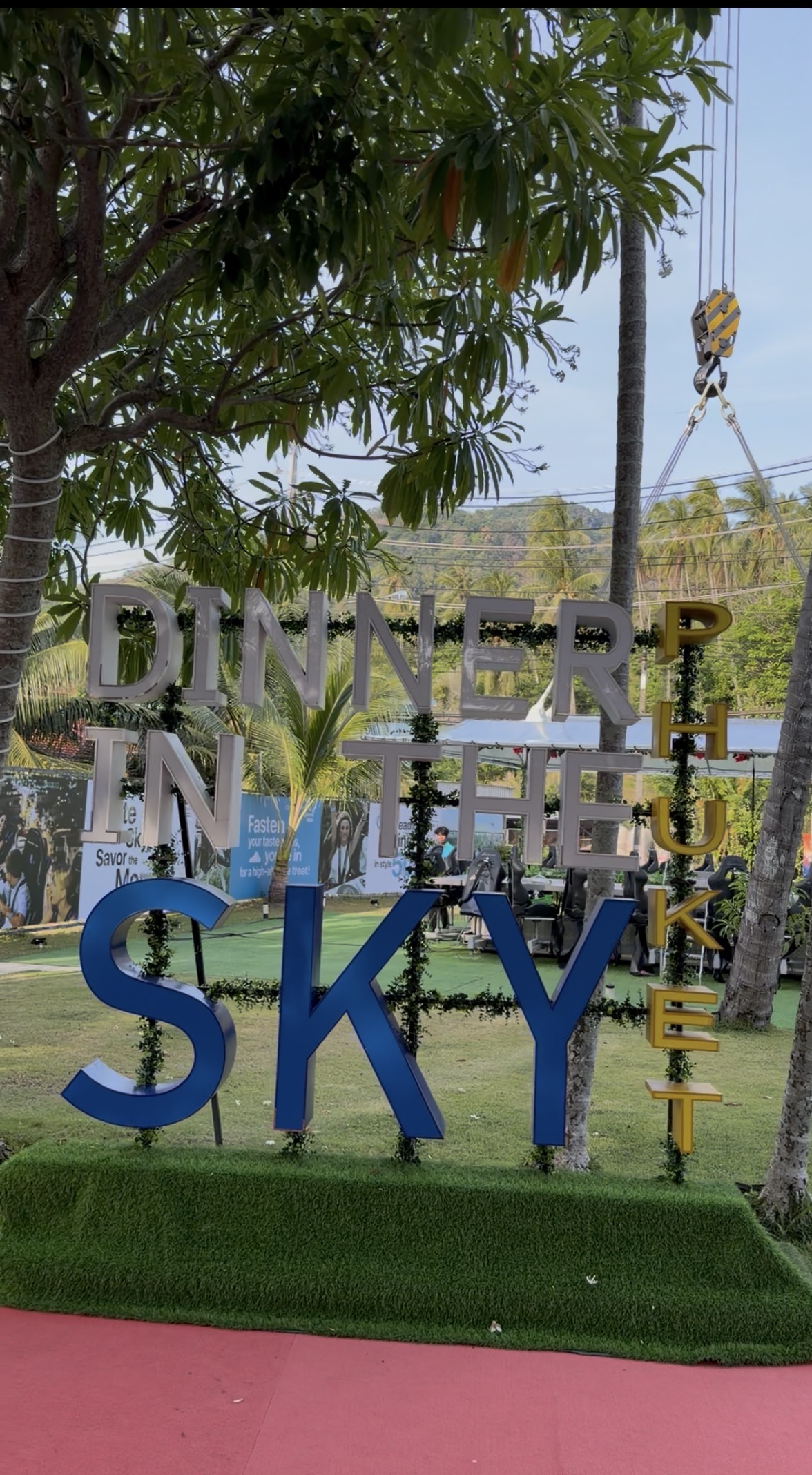 Dinner in the Sky Phuket entrance signage, Karon