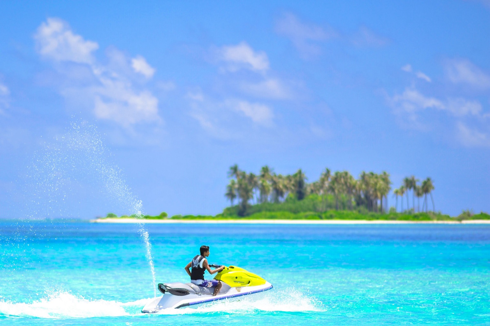 Jet ski rider near a tropical island, Phuket