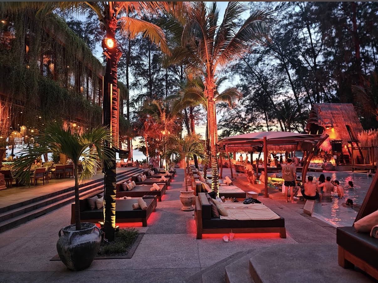 Café del Mar beach club at dusk, Kamala
