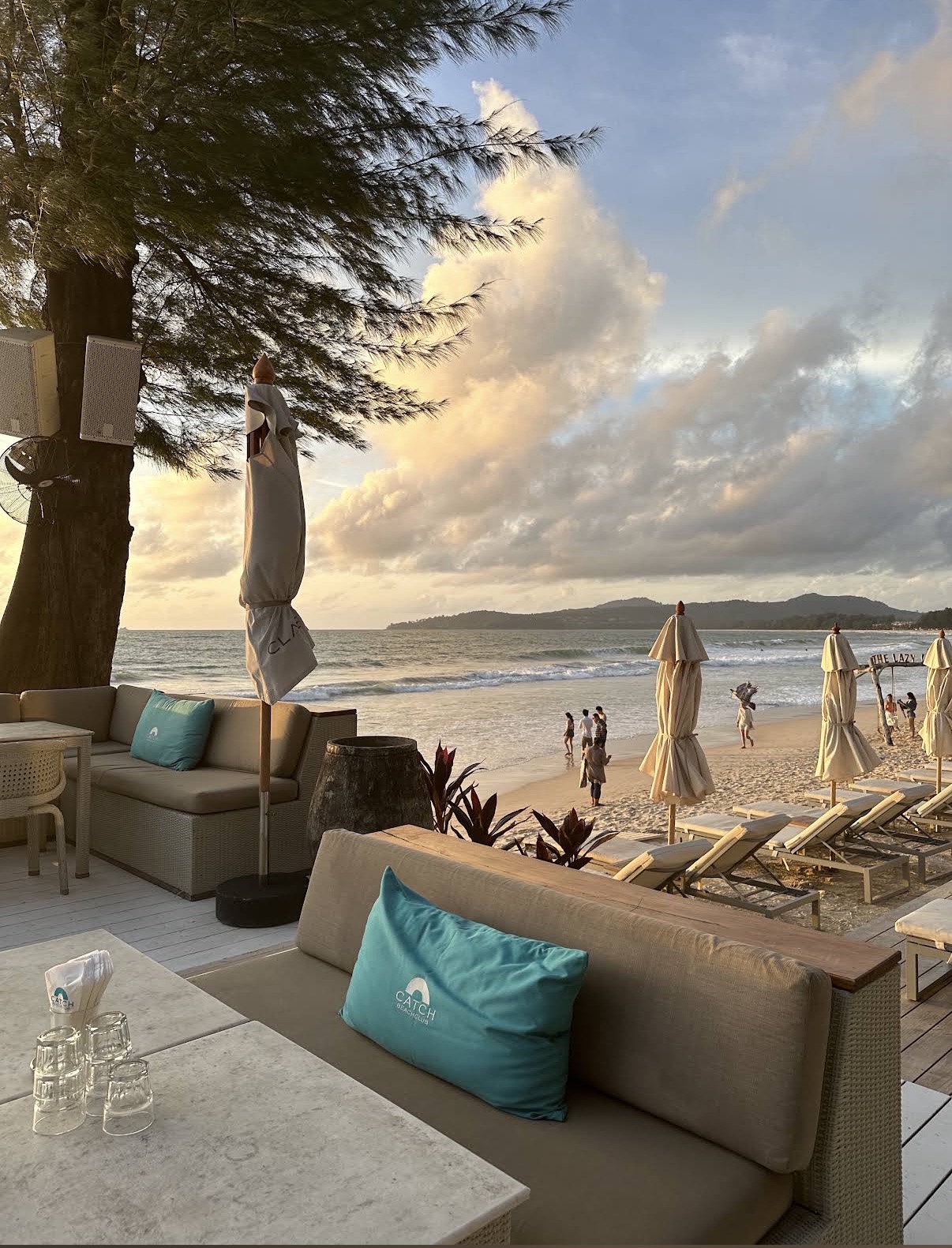 Catch Beach Club, Bang Tao, at sunset