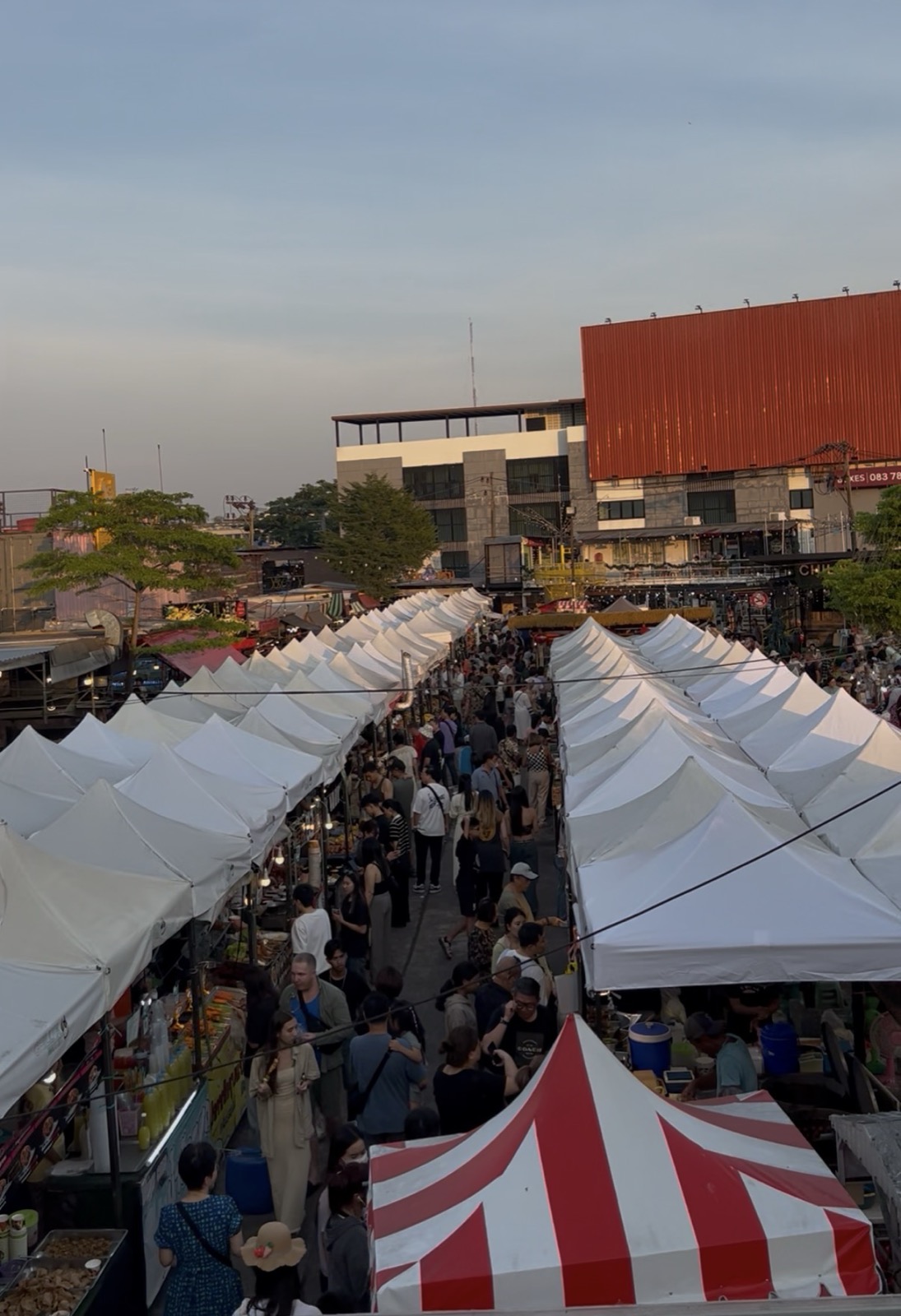 Chillva Market tents at dusk, Phuket Town