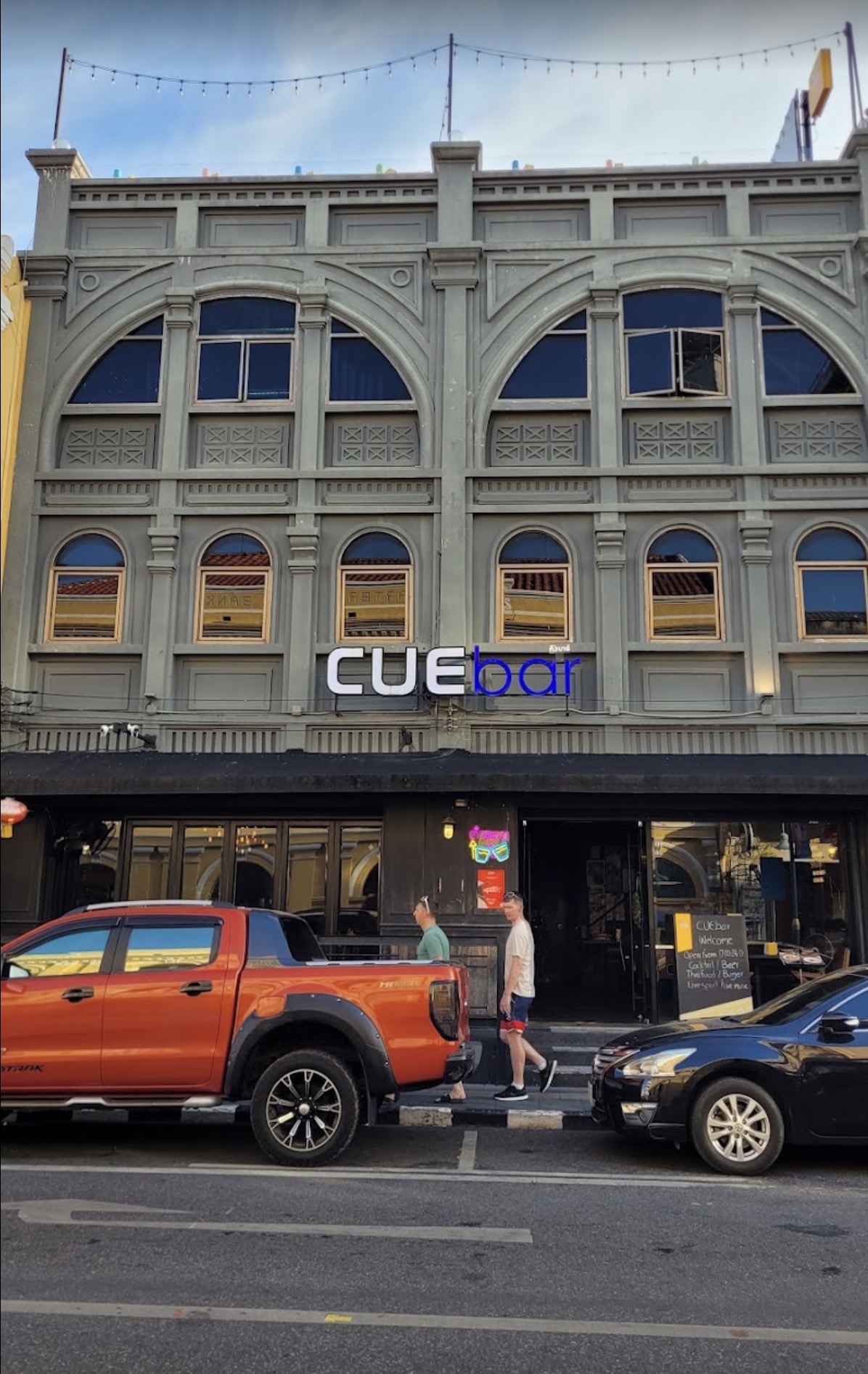 CUEbar signage on a Sino-Portuguese building, Phuket Old Town