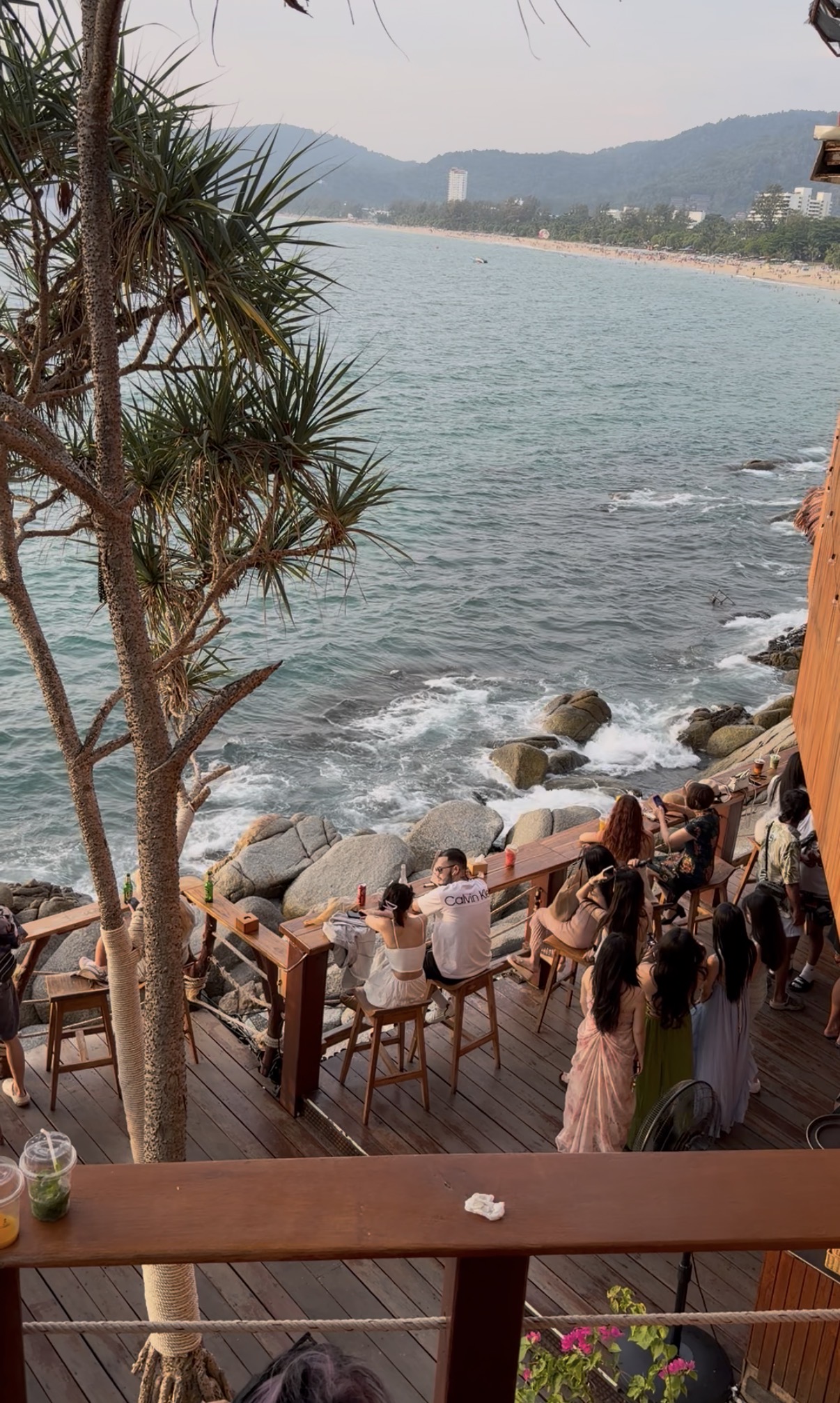 The Commune cliffside café-bar, view over the sea between Kata and Karon